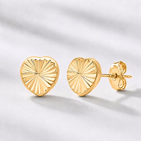 9K Yellow Gold 6MM X 6MM Diamond Cut Heart Stud Earrings 0.48 grams 9K Yellow Gold 6MM X 6MM Diamond Cut Heart Stud Earrings 0.48 grams