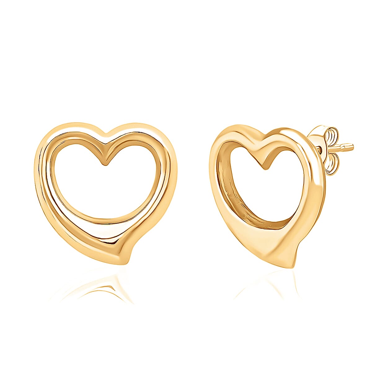 9K Yellow Gold 12MM X 12MM Heart Stud Earrings 0.9 grams
