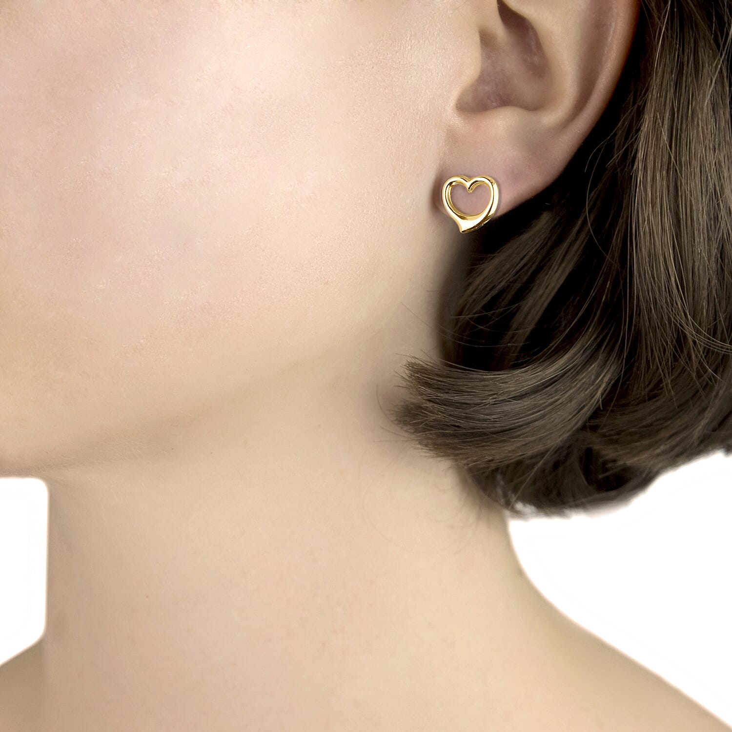 9K Yellow Gold 12MM X 12MM Heart Stud Earrings 0.9 grams