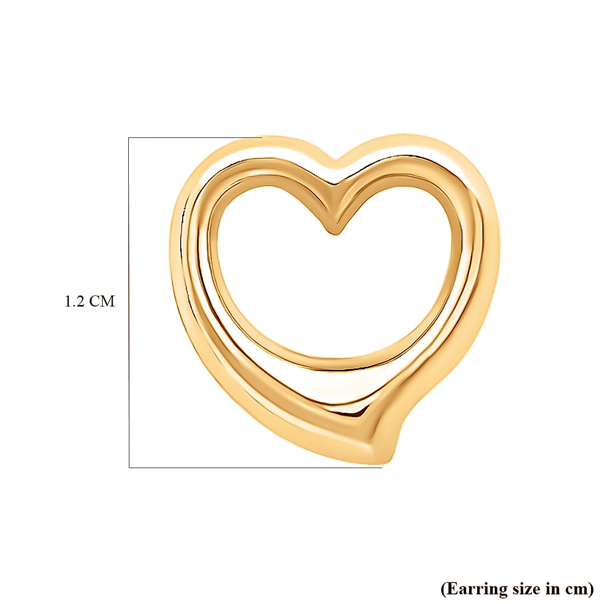 9K Yellow Gold 12MM X 12MM Heart Stud Earrings 0.9 grams