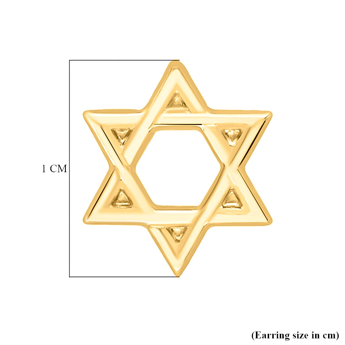 9K Yellow Gold 10MM X 10MM Star Of David Stud Earrings 0.6 grams