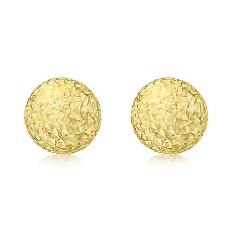 9K Yellow Gold 10MM Diamond Cut Ball Stud Earrings 1.8 grams