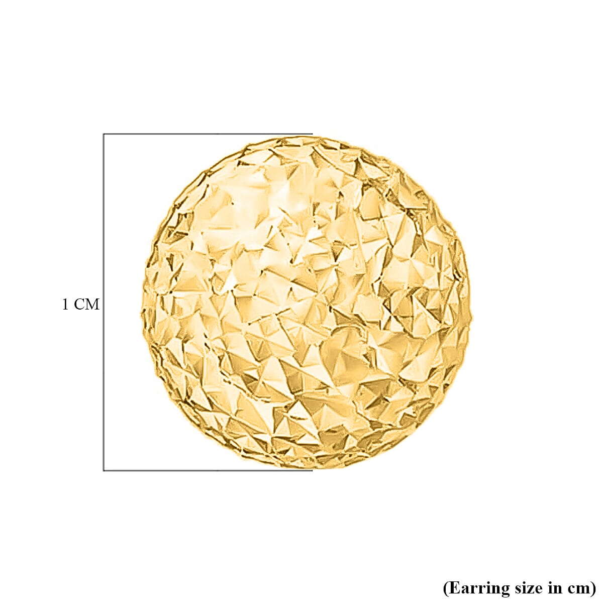 9K Yellow Gold 10MM Diamond Cut Ball Stud Earrings 1.8 grams