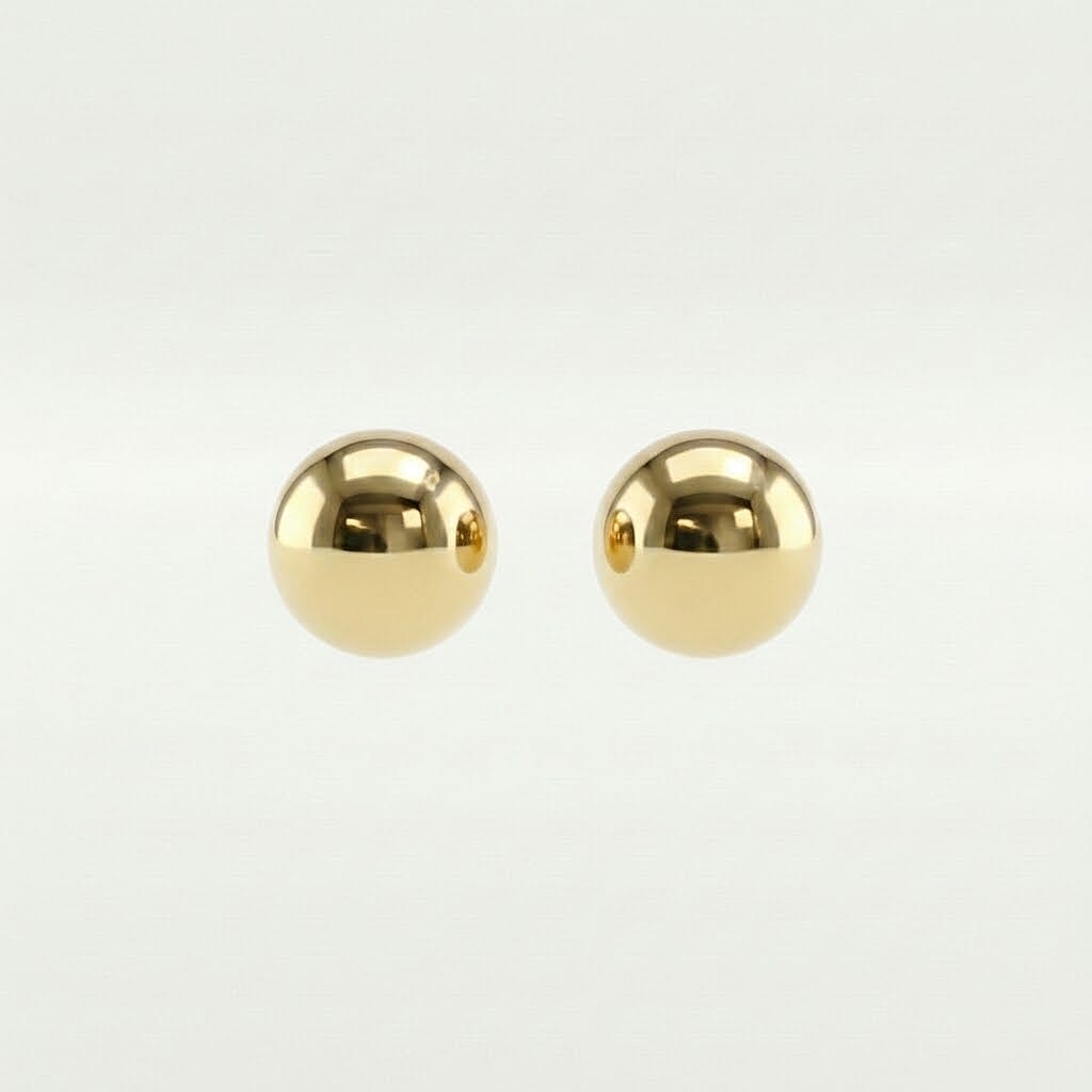 9K Yellow Gold 2MM Supreme Finish Ball Stud Earrings 0.2 grams