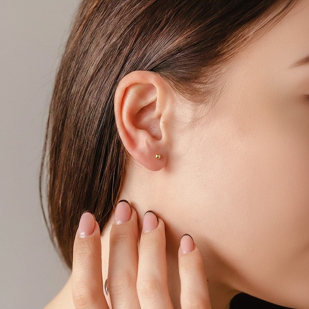 9K Yellow Gold 2MM Supreme Finish Ball Stud Earrings 0.2 grams