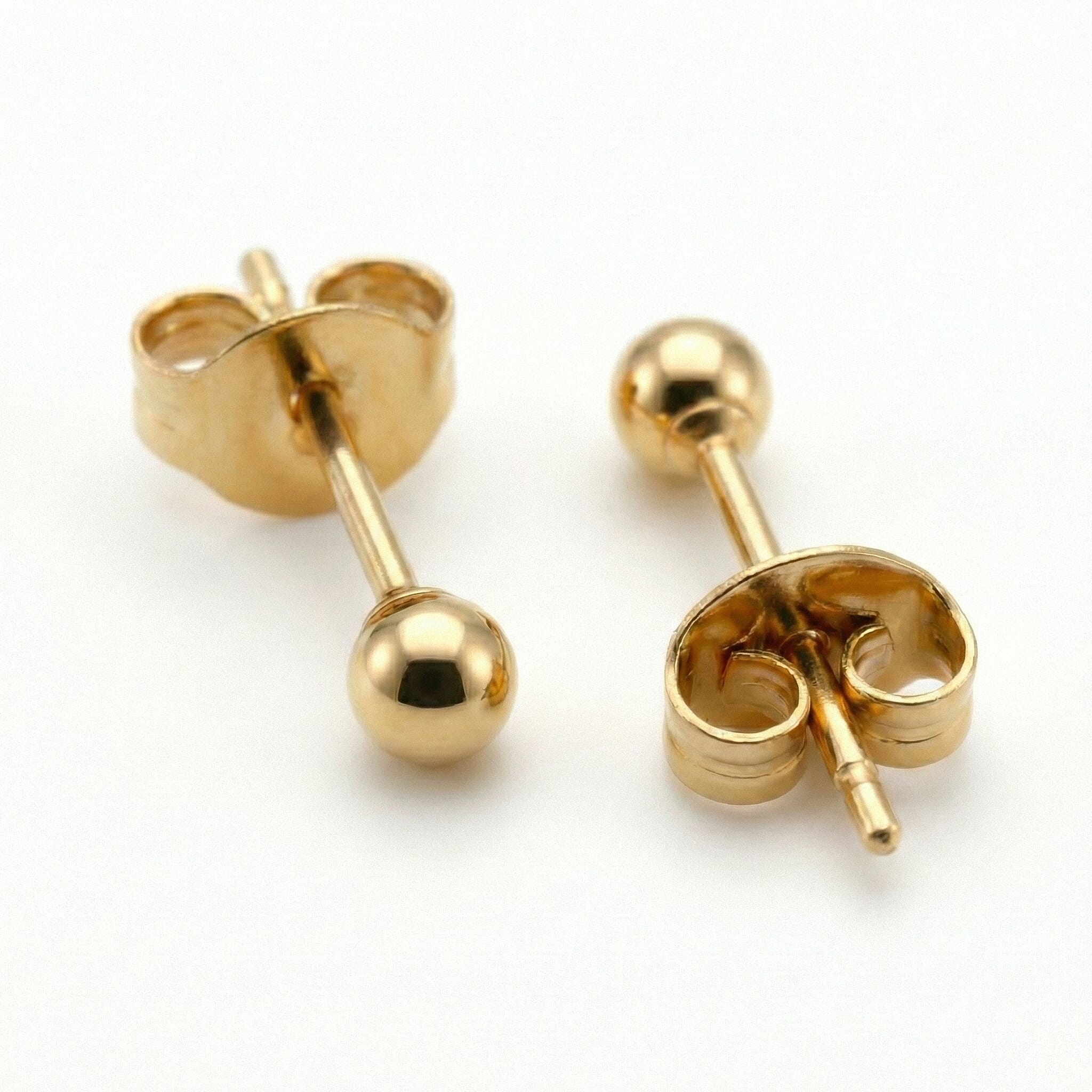 9K Yellow Gold 2MM Supreme Finish Ball Stud Earrings 0.2 grams