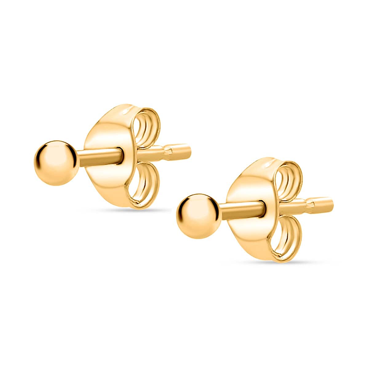 9K Yellow Gold 2MM Supreme Finish Ball Stud Earrings 0.2 grams