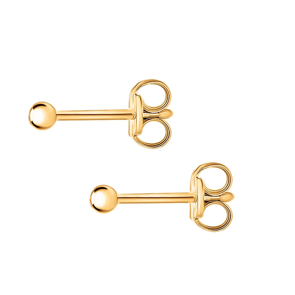 9K Yellow Gold 2MM Supreme Finish Ball Stud Earrings 0.2 grams