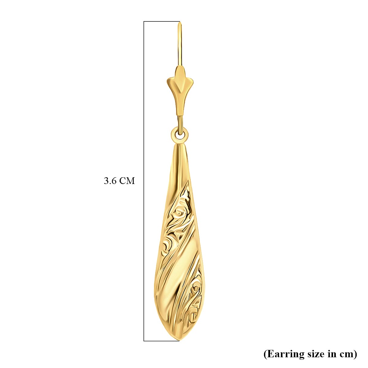 9K Yellow Gold 7MM X 36MM Embossed Drop Earrings 1.6 grams