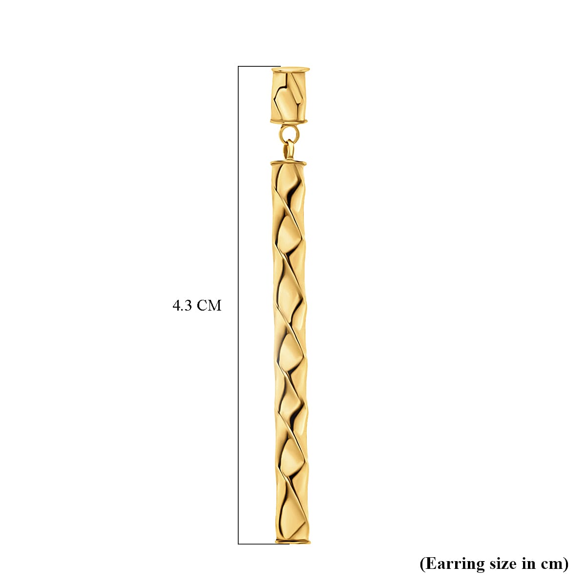 9K Yellow Gold 4MM X 43MM Twist Bar Drop Earrings 1.5 grams