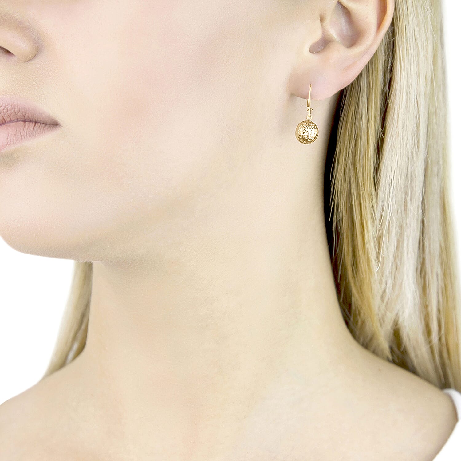 9K Yellow Gold 10MM Diamond Cut Ball 10MM X 24MM Drop Earrings 1.3 grams