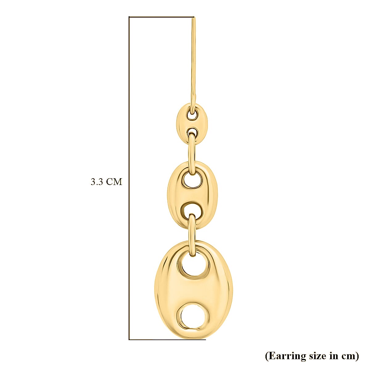 9K Yellow Gold 12MM X 33MM Graduated Rambo And Oval Link Chain Drop Earrings 3.5 grams