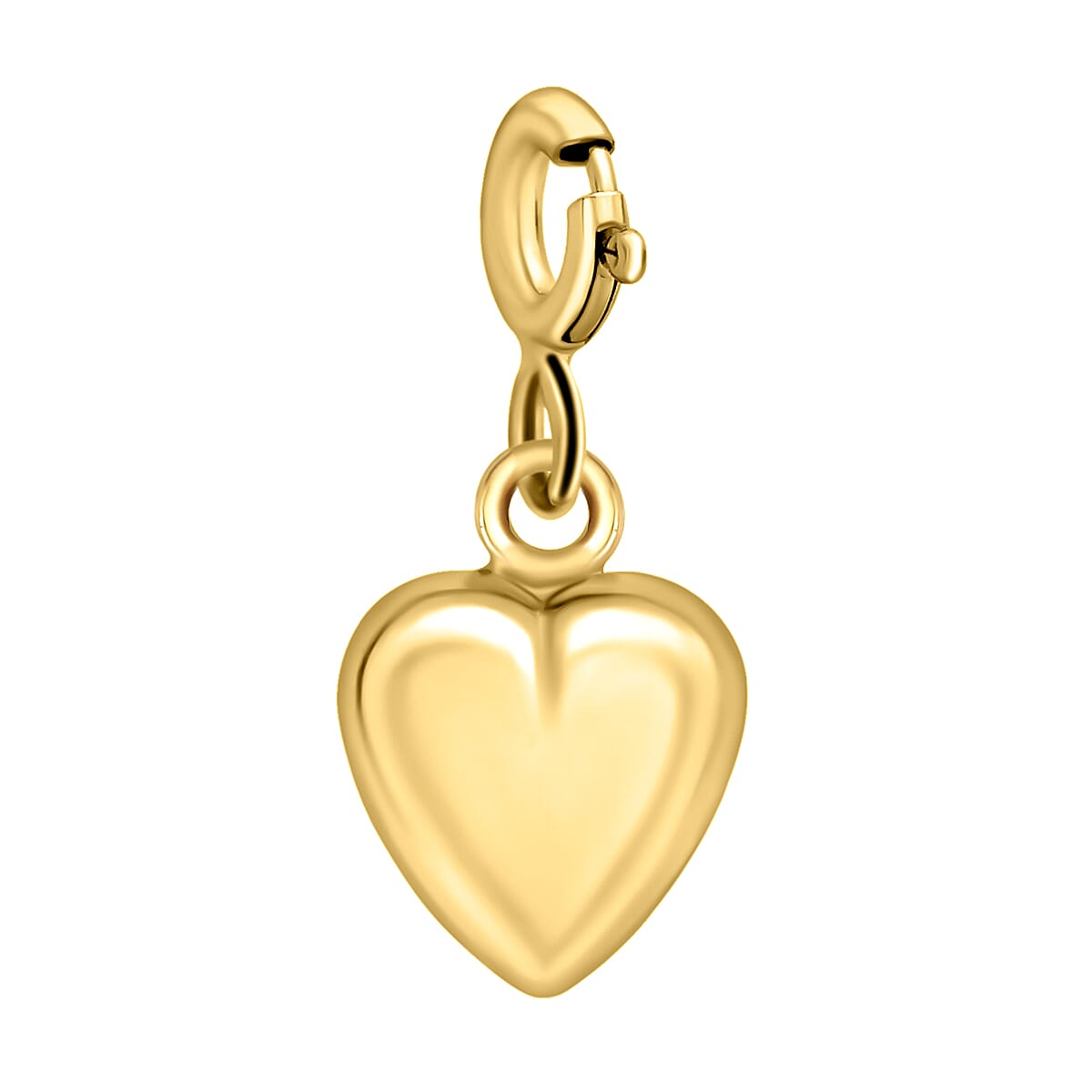 9K Yellow Gold 8MM X 17MM Heart Spring Ring Charm 0.37 grams