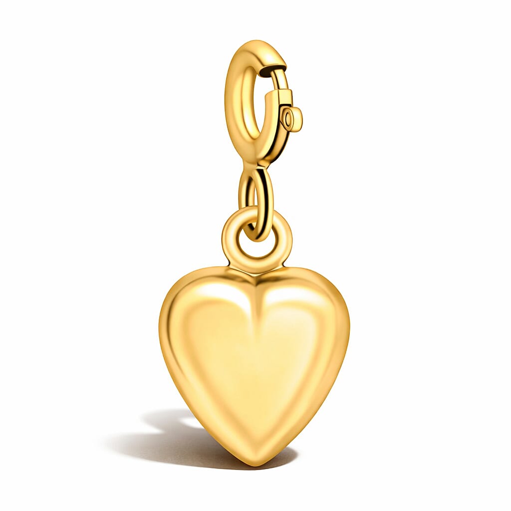9K Yellow Gold Heart Spring Ring Charm