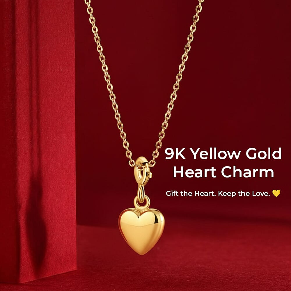 9K Yellow Gold Heart Spring Ring Charm