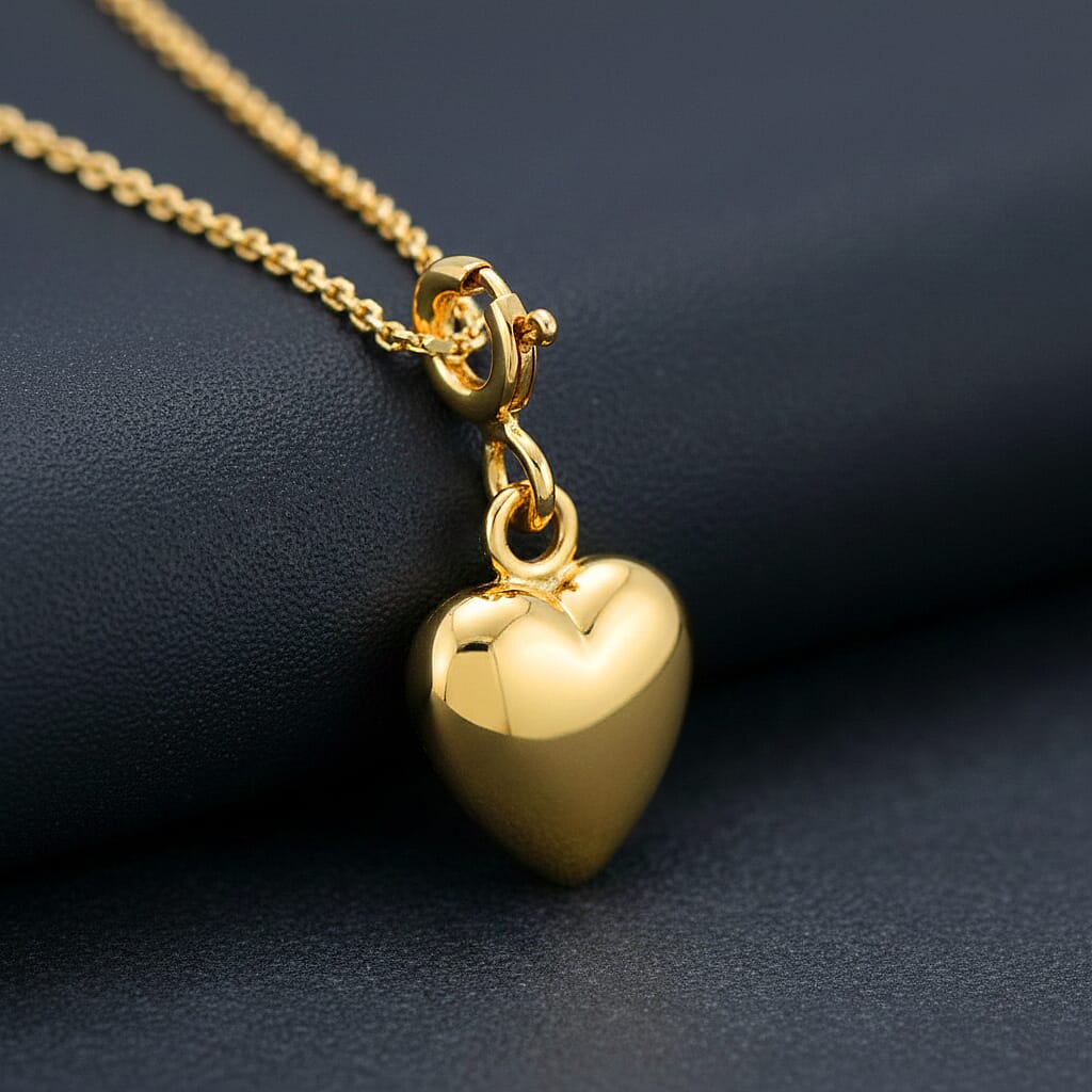 9K Yellow Gold Heart Spring Ring Charm