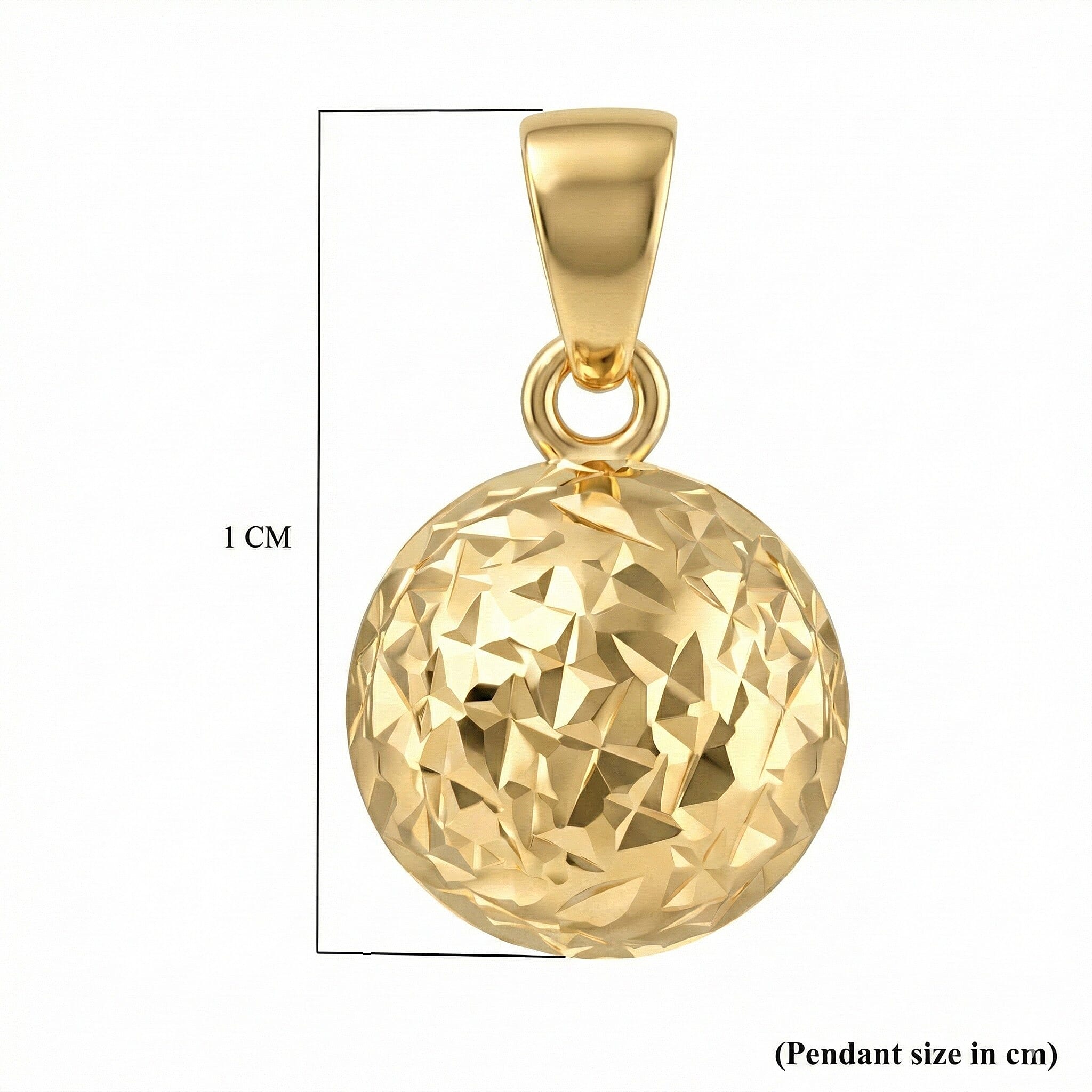 9K Yellow Gold 10MM Diamond Cut Ball Pendant 0.6 grams