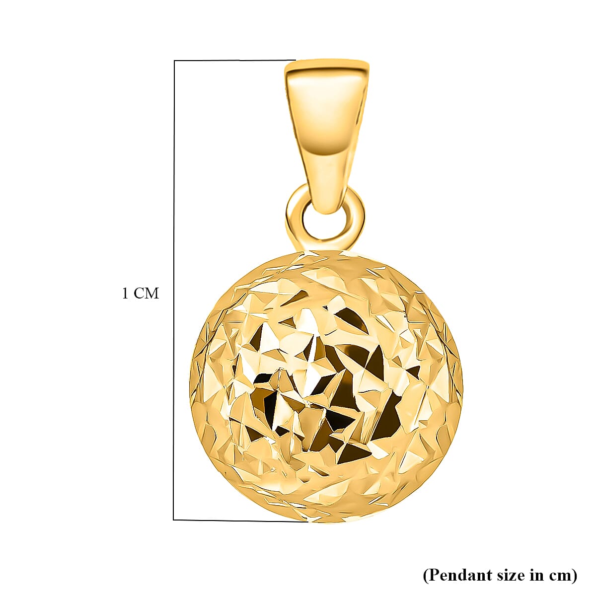 9K Yellow Gold 10MM Diamond Cut Ball Pendant 0.6 grams