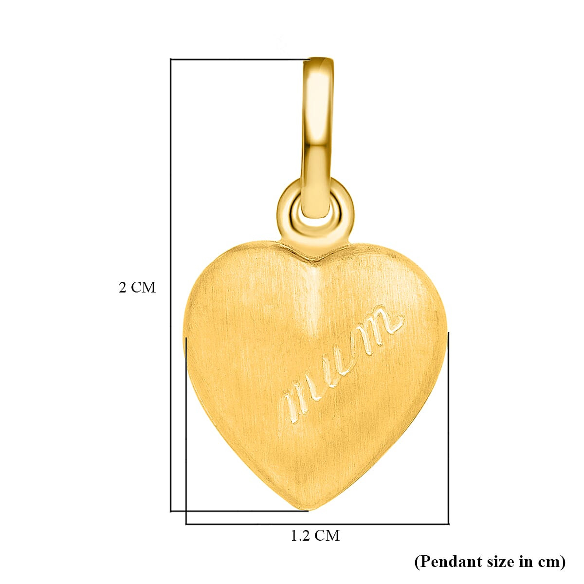 9K Yellow Gold 12MM X 20MM Mum Satin Heart Locket 1 grams