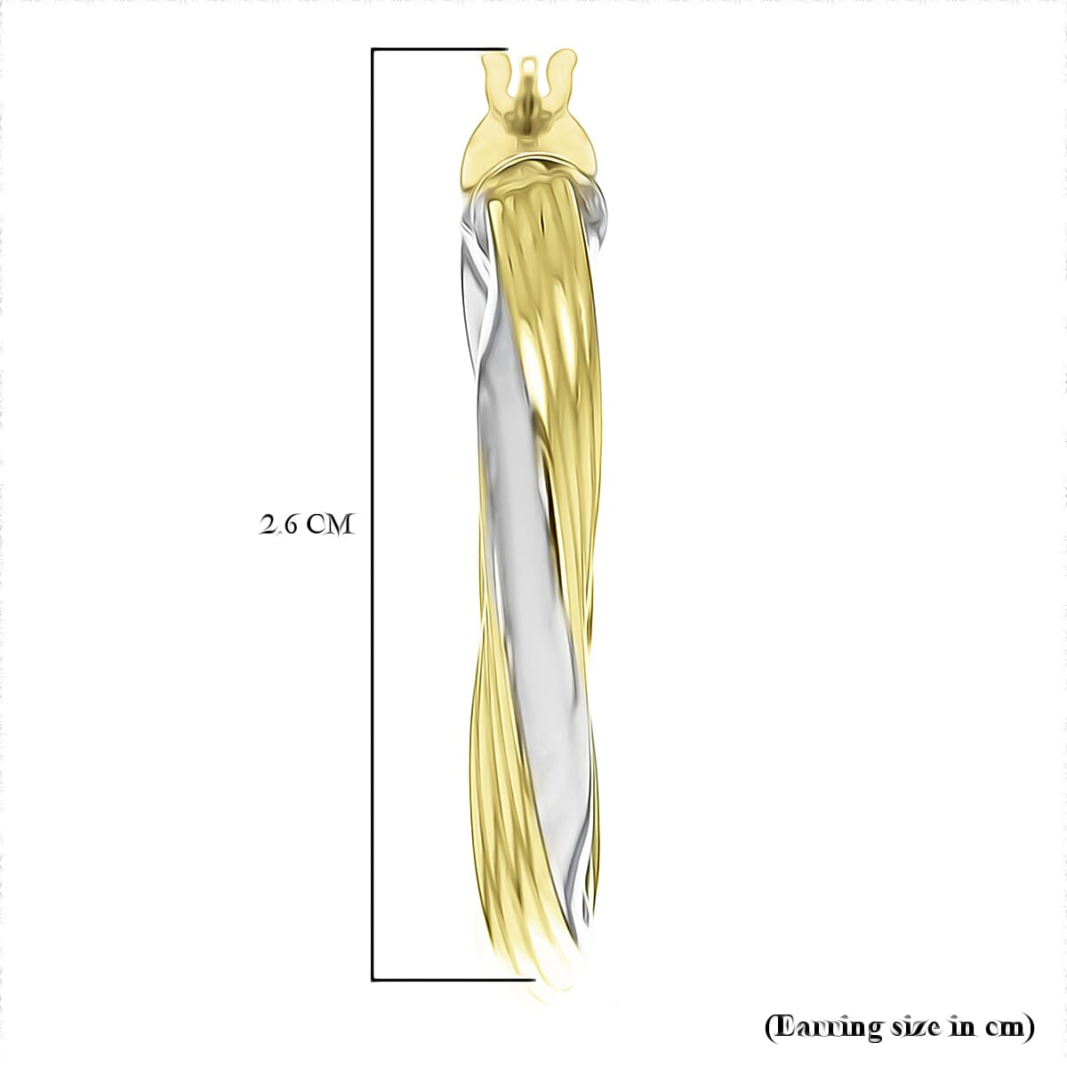 9K Two Colour Gold 26MM Twist Creole Hoop Earrings 2.6 grams