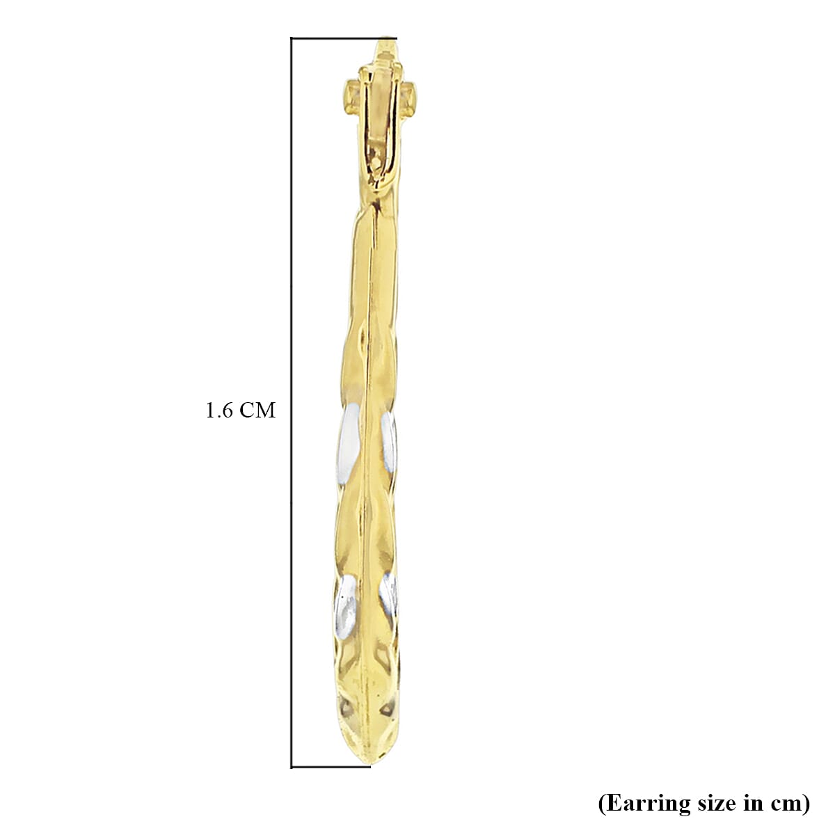 9K Two Colour Gold 12MM X 16MM Patterned Kiss Creole Earrings 0.4 grams