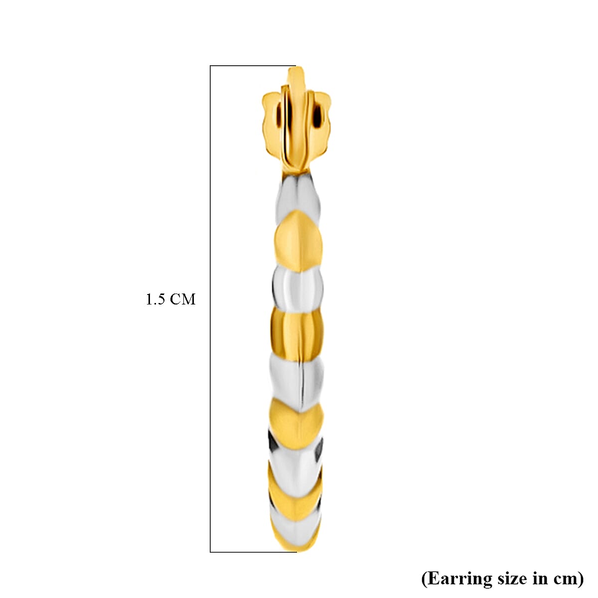 9K Two Colour Gold 14MM X 15MM Ribbed Creole Earrings 0.43 grams