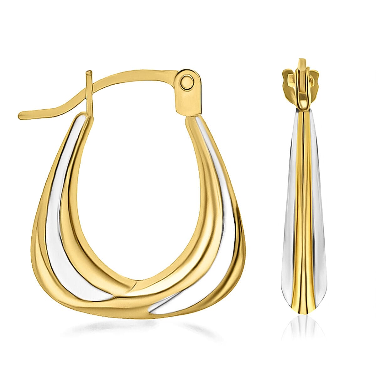 9K Two Colour Gold 14MM X 16MM Creole Earrings 0.49 grams