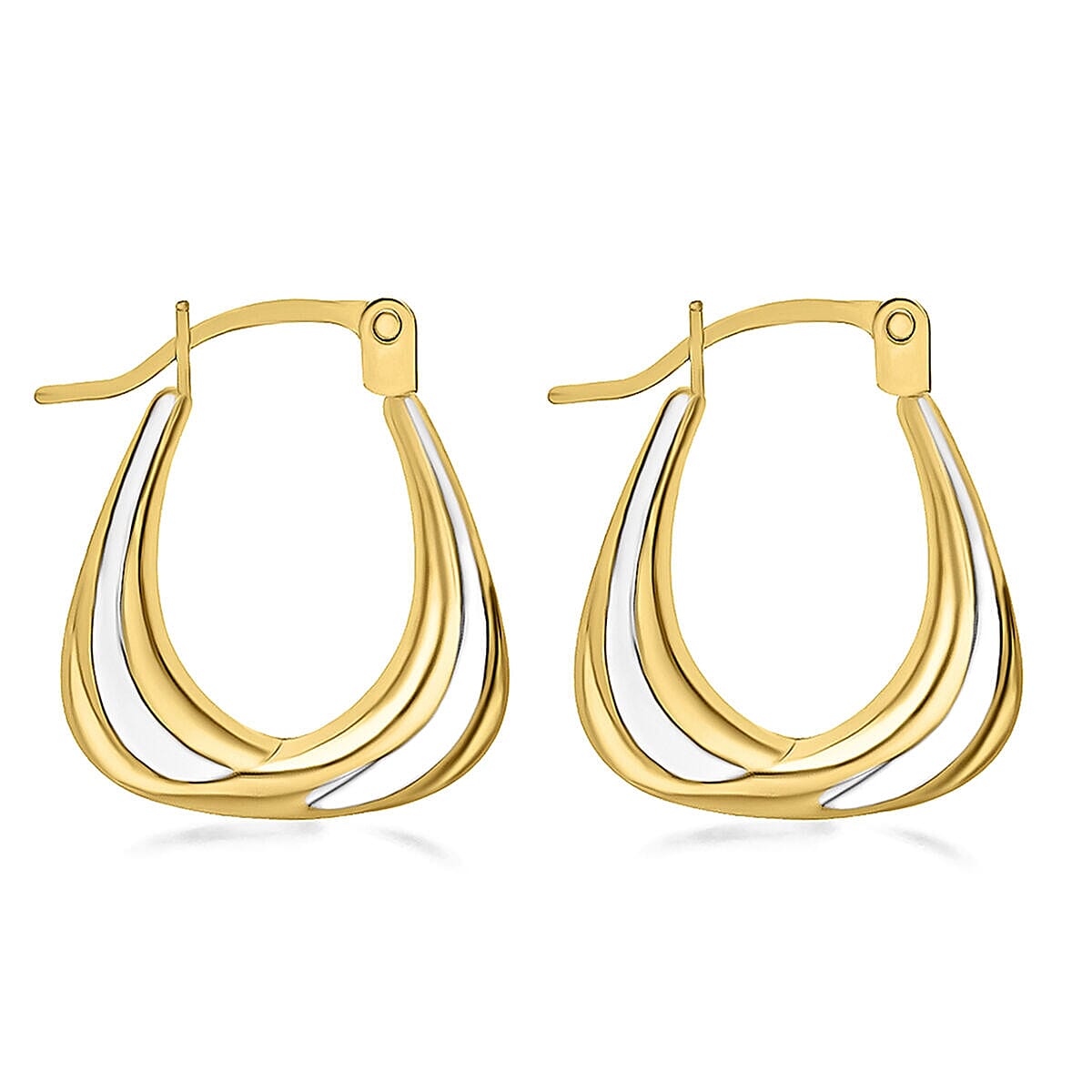 9K Two Colour Gold 14MM X 16MM Creole Earrings 0.49 grams