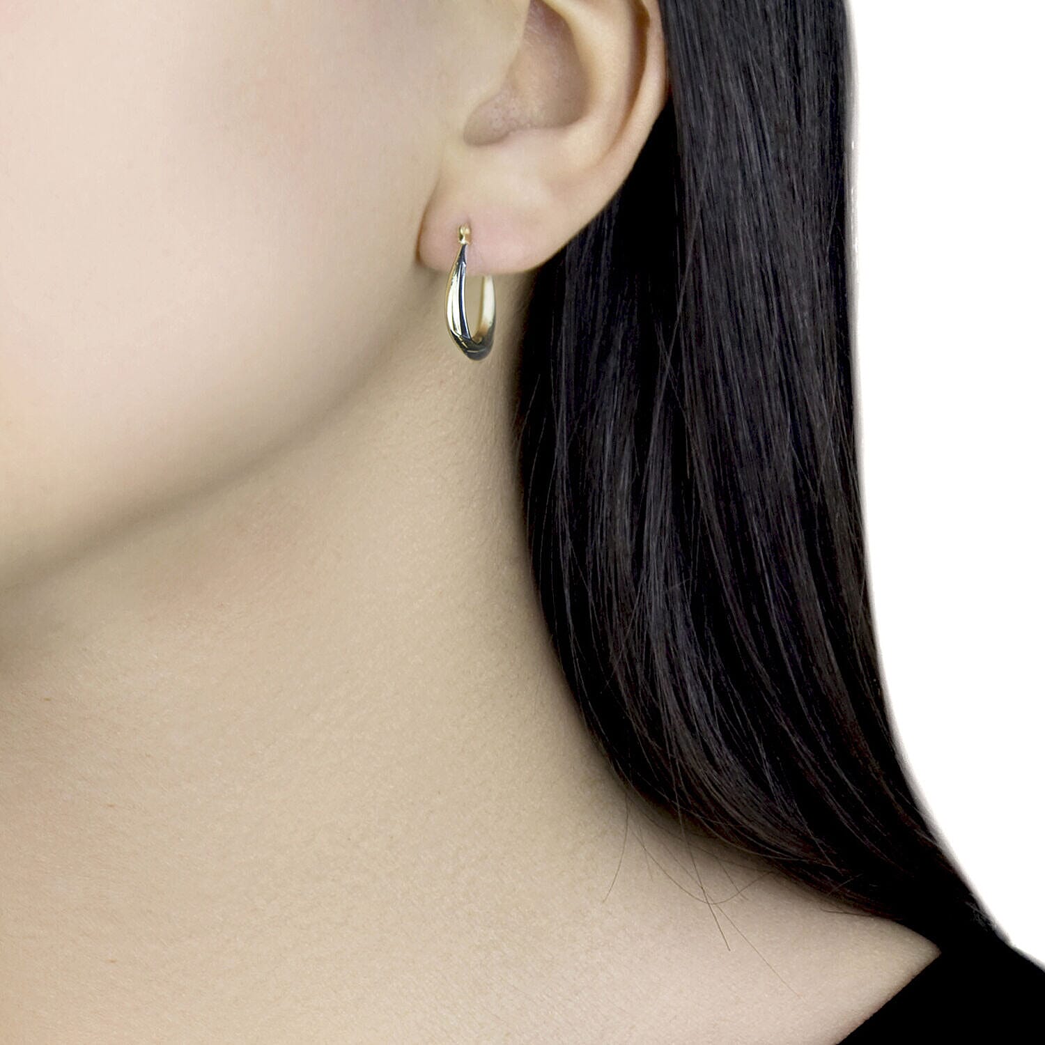 9K Two Colour Gold 14MM X 16MM Creole Earrings 0.49 grams