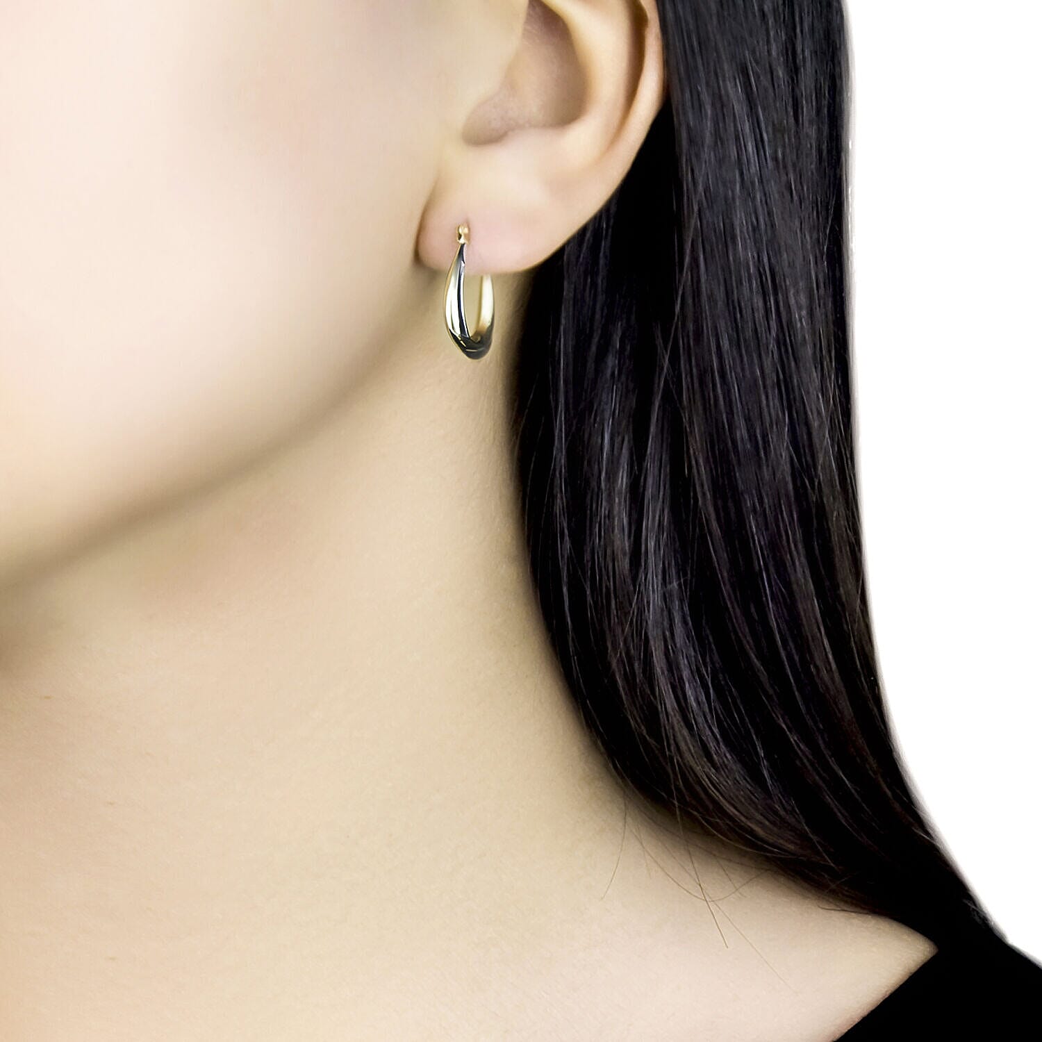 9K Two Colour Gold 14MM X 16MM Creole Earrings 0.49 grams