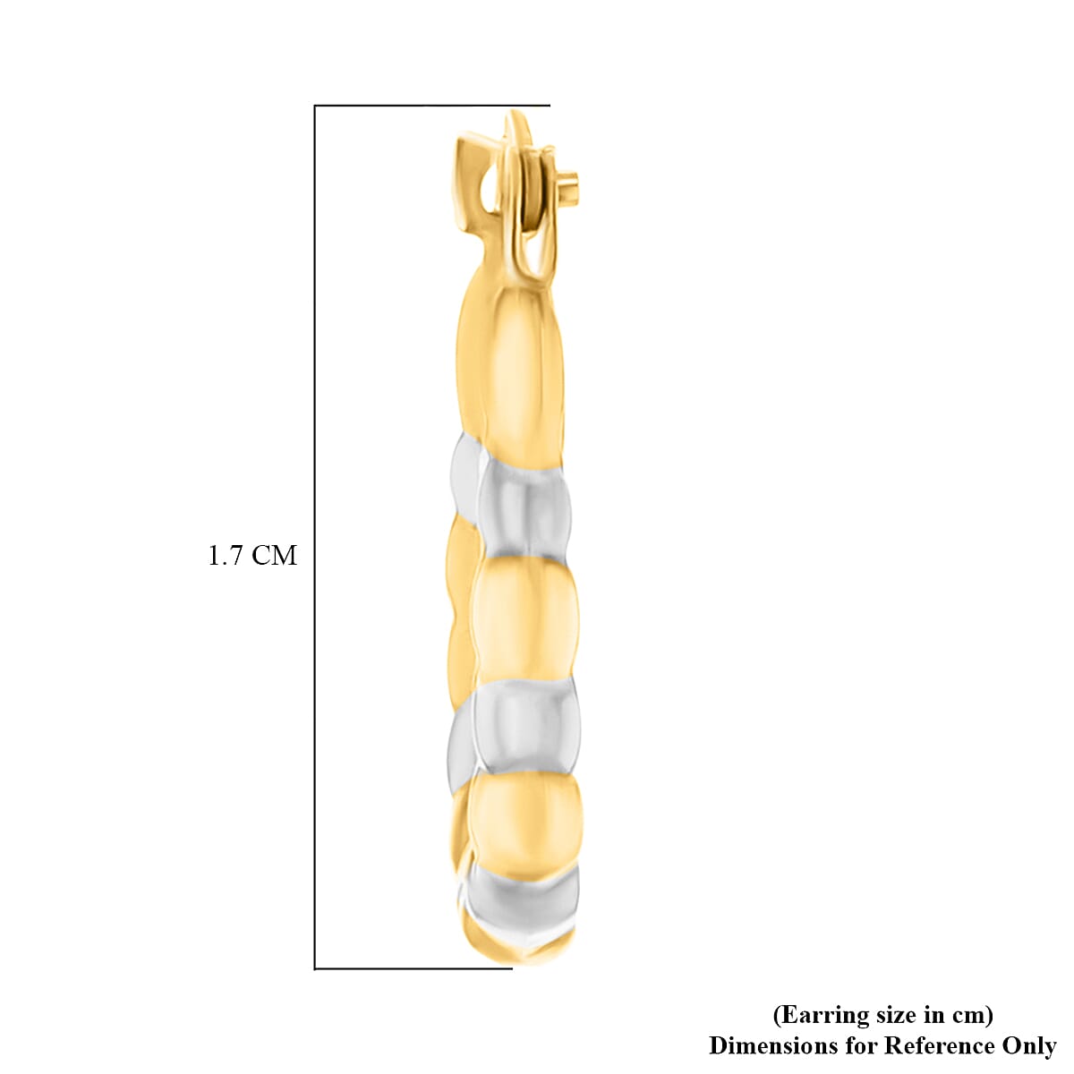 9K Two Colour Gold 14MM X 17MM Ribbed Creole Earrings 0.45 grams