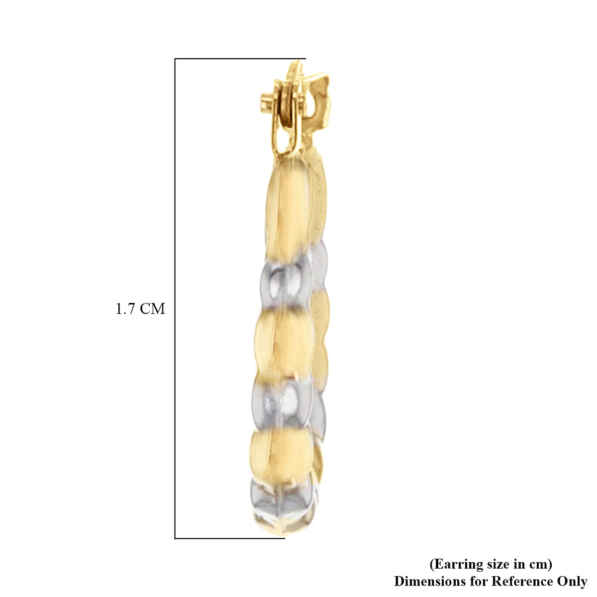 9K Two Colour Gold 14MM X 17MM Ribbed Creole Earrings 0.45 grams