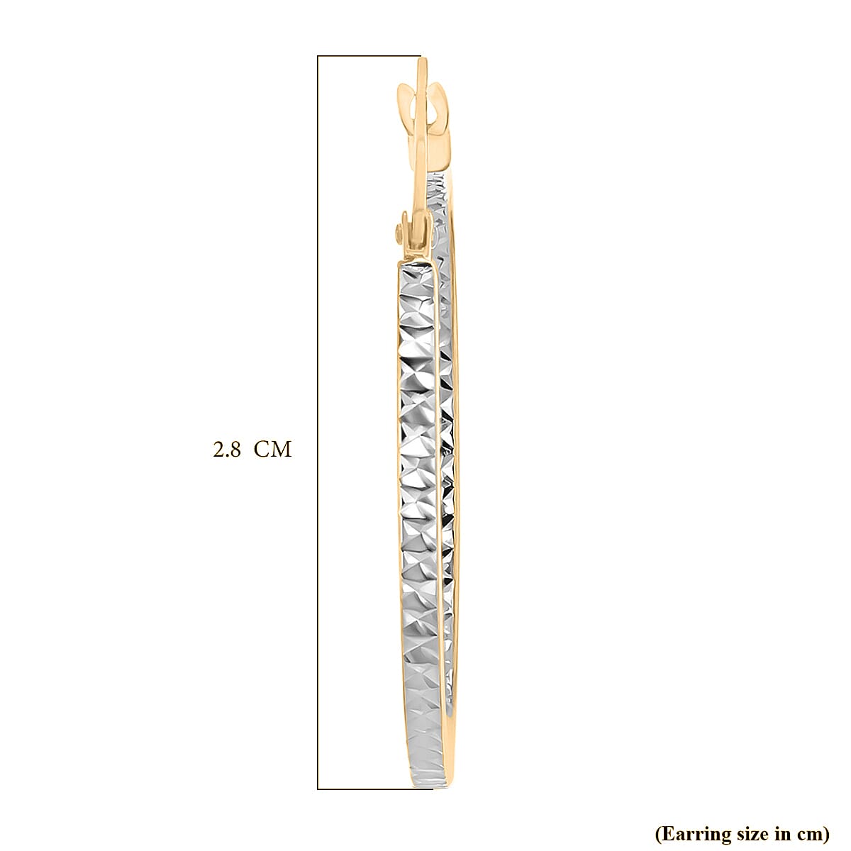 9K Two Colour Gold 28MM Diamond Cut Creole Big Hoop Earrings 1.9 grams