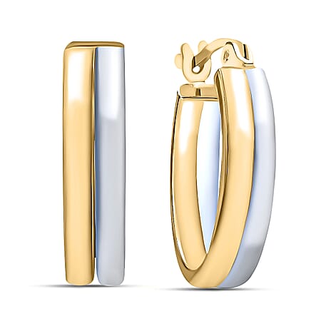 9K Two Colour Gold 18MM Double Band Creole Hoop Earrings 2.3 grams