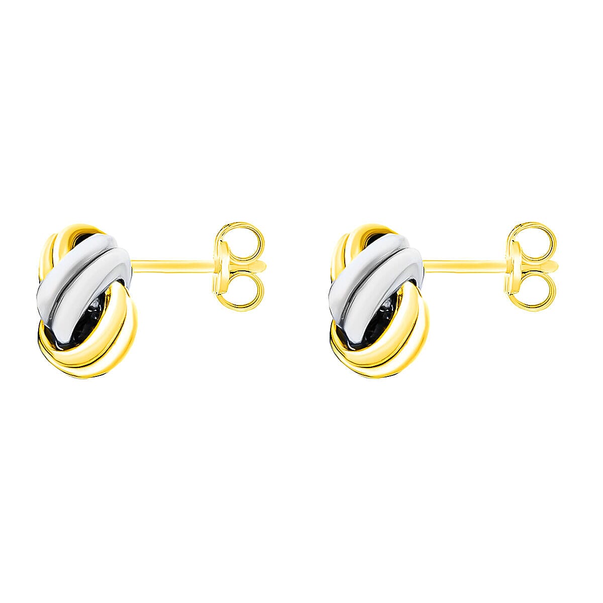 9K Two Colour Gold 8.5MM Double Knot Stud Earrings 0.65 grams