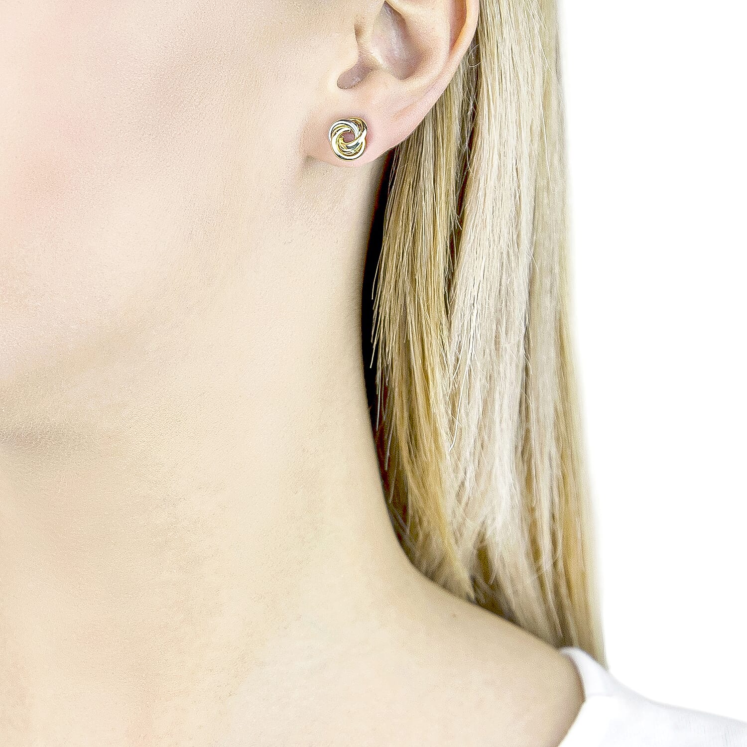 9K Two Colour Gold 10MM Knot Stud Earrings 0.58 grams