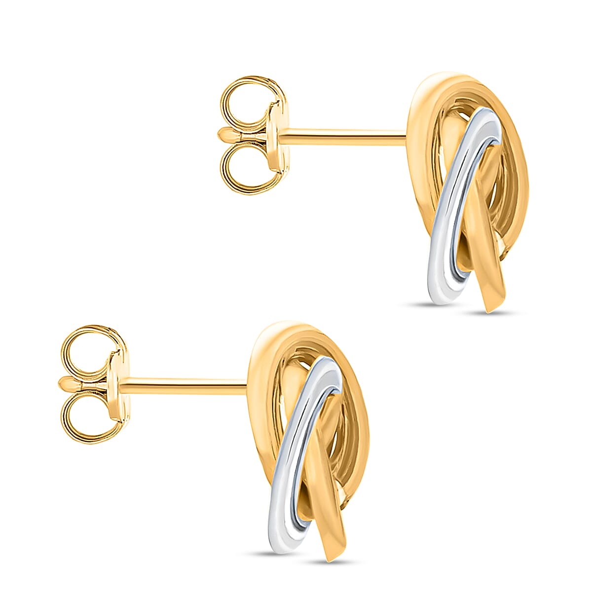 9K Two Colour Gold 10MM Knot Stud Earrings 0.58 grams