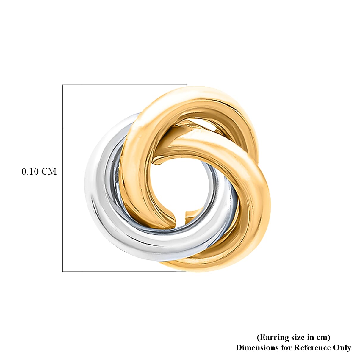 9K Two Colour Gold 10MM Knot Stud Earrings 0.58 grams