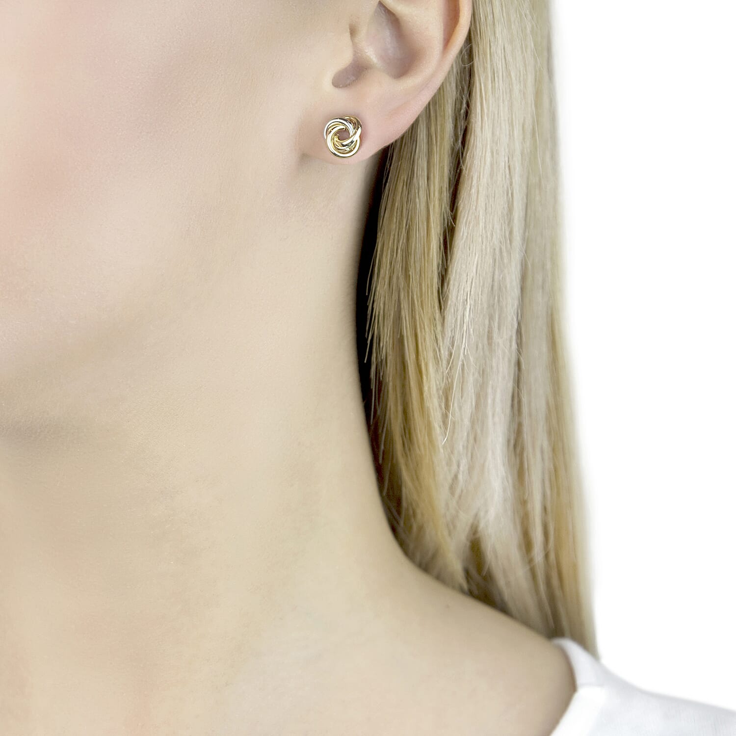 9K Two Colour Gold 10MM Knot Stud Earrings 0.58 grams