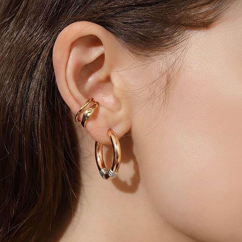 9K Tri Colour Gold 20MM Creole Hoop Earrings 2.4 grams