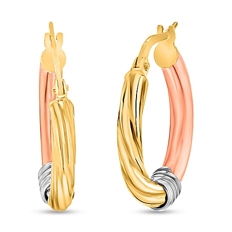 9K Tri Colour Gold 20MM Creole Hoop Earrings 2.4 grams