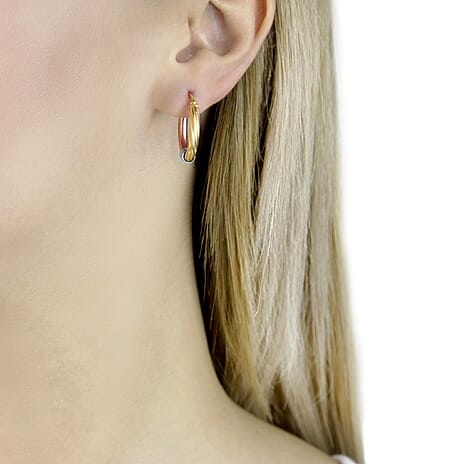 9K Tri Colour Gold 20MM Creole Hoop Earrings 2.4 grams