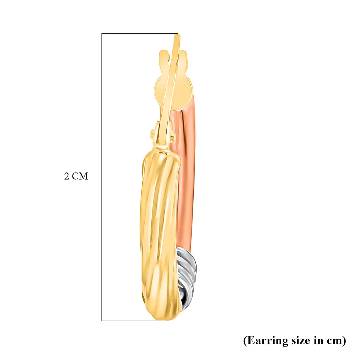 9K Tri Colour Gold 20MM Creole Hoop Earrings 2.4 grams
