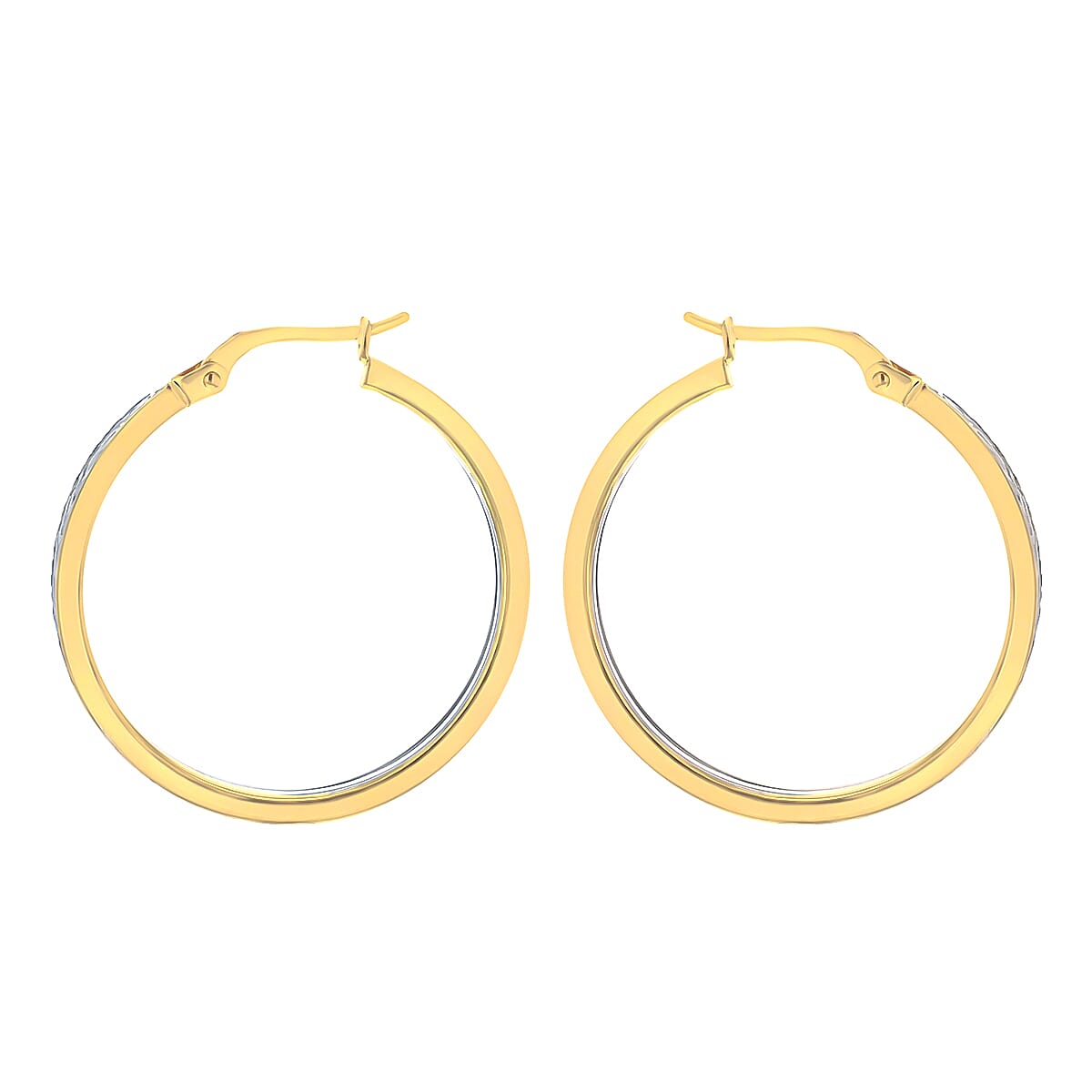 9K Tri Colour Gold 22MM Diamond Cut Creole Hoop Earrings 2.8 grams