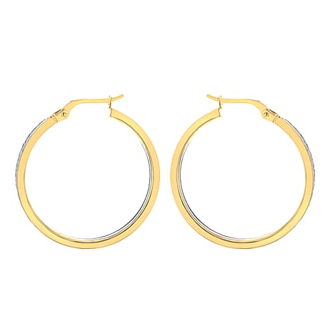 9K Tri Colour Gold 22MM Diamond Cut Creole Hoop Earrings 2.8 grams
