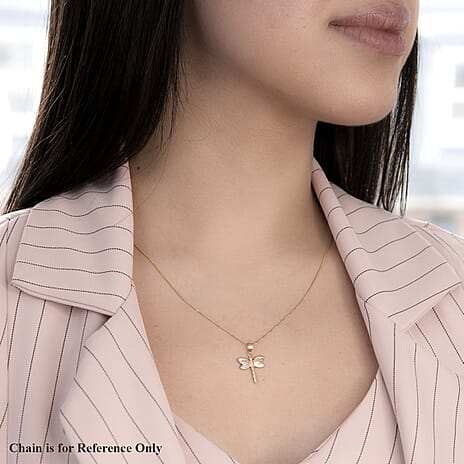 Hatton Garden Close Out Deal - 9K Tri Colour Gold Dragonfly Pendant