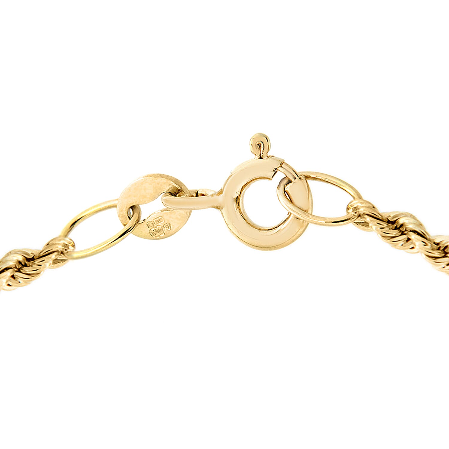 9K Yellow Gold Hollow Rope and 3.5MM Ball Chain Bracelet 7 Inch, 1.6 grams