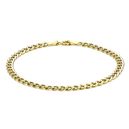 9K Yellow Gold High Finish Hollow Flat Curb Bracelet 7 Inch 1.9 grams