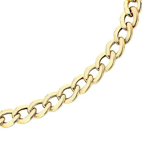 9K Yellow Gold High Finish Hollow Flat Curb Bracelet 7 Inch, 1.9 grams