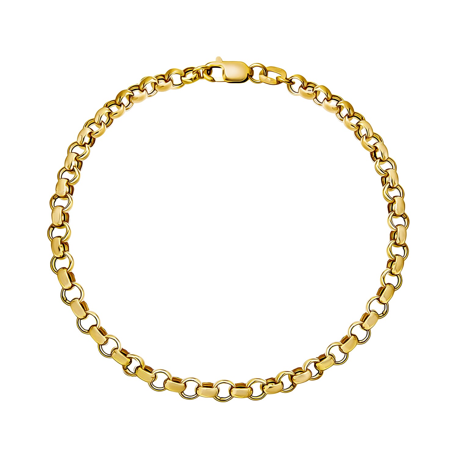 9K Yellow Gold High Finish Hollow Belcher Bracelet 7 Inch, 1.5 grams